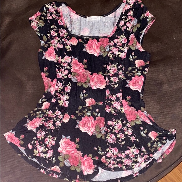 Persaya Tops - Peplum Floral Blouse